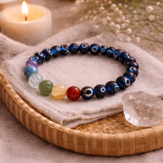 Evil Eye 7 Chakra Crystal Bracelet